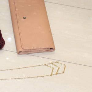 Gold chevron medium length necklace